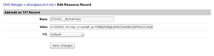 Linode DNS manager add TXT record