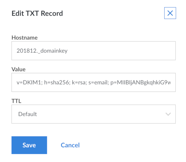 Linode DNS manager add SPF TXT record