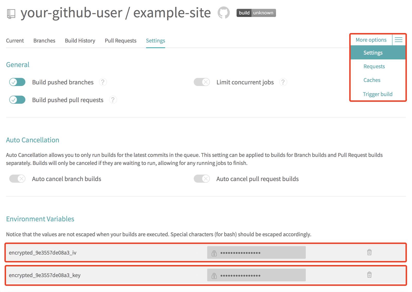 Travis Environment Variables