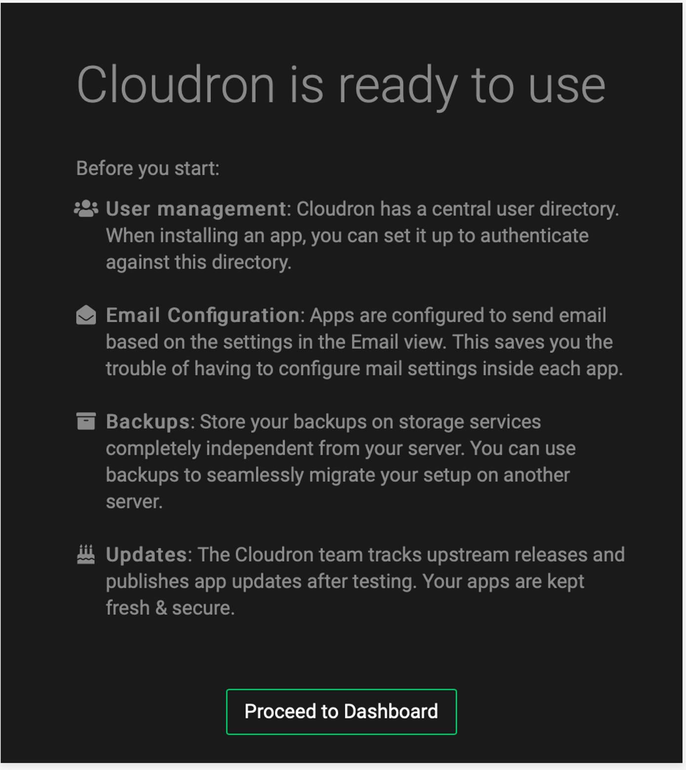 Cloudron Post-Setup Wizard