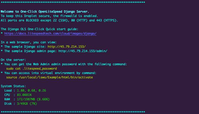 OpenLiteSpeed Django setup information