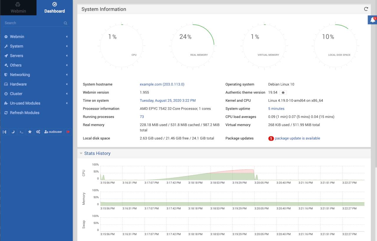 Webmin Dashboard